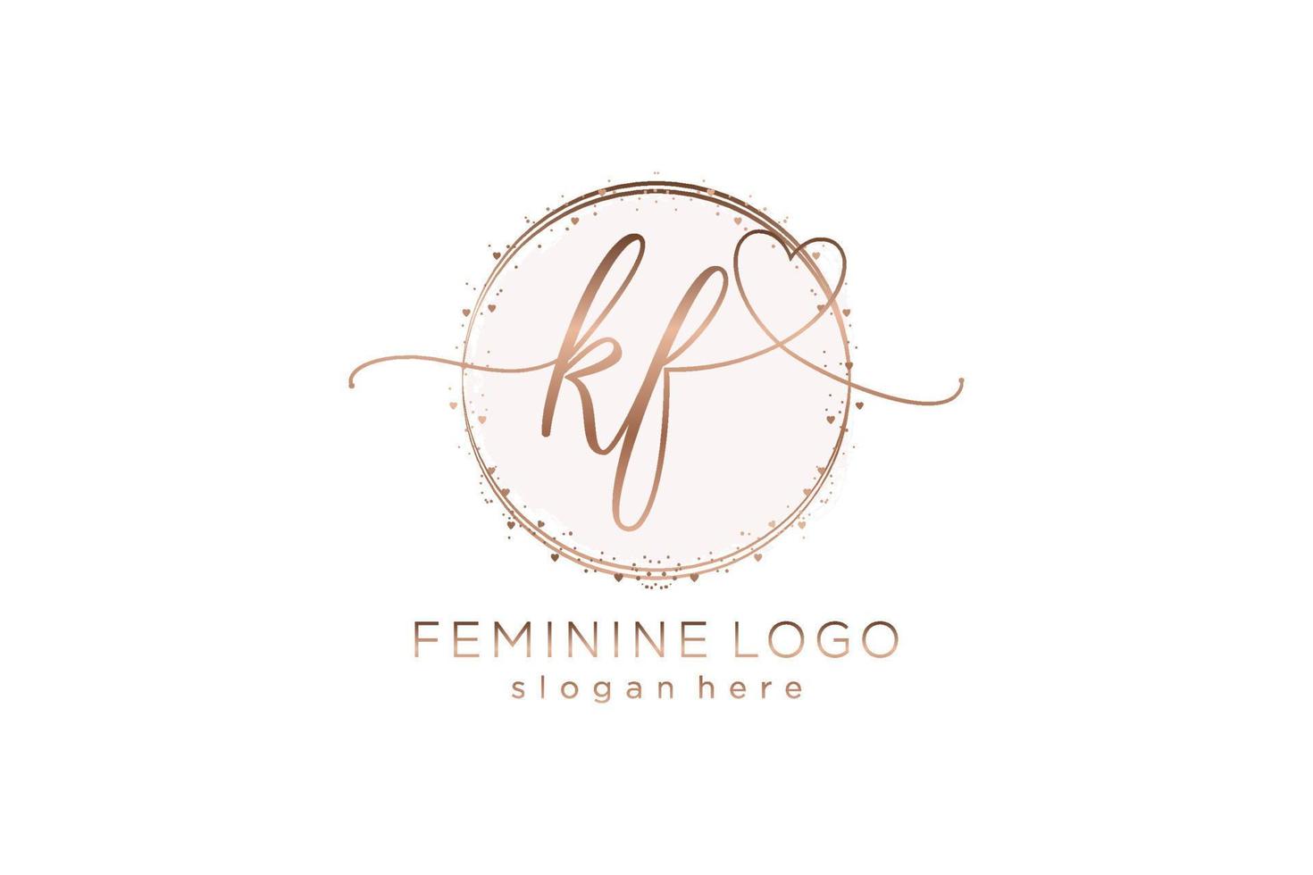 Initial KF handwriting logo with circle template vector logo of initial wedding, fashion, floral and botanical with creative template.