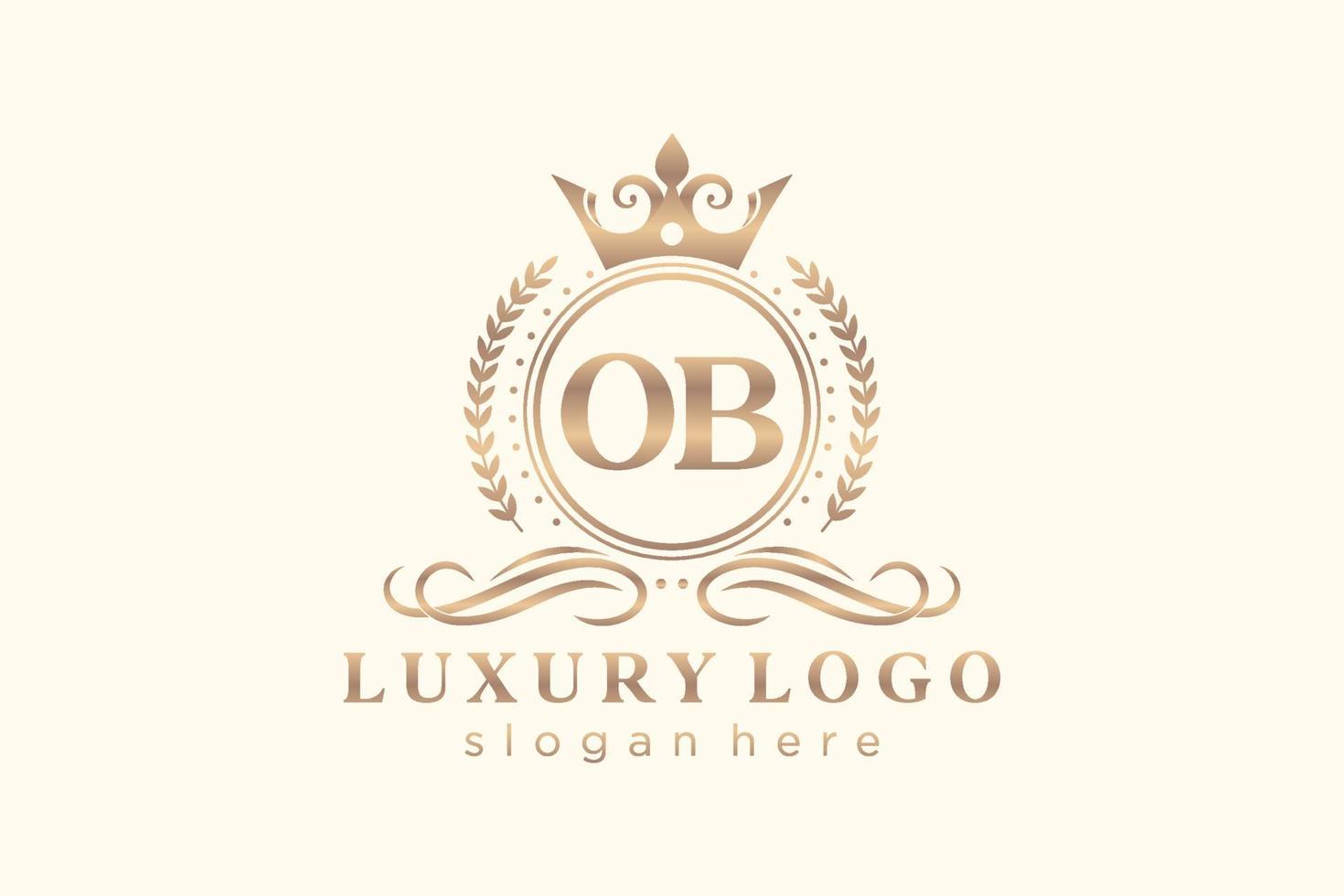 Initial OB Letter Royal Luxury Logo template in vector art for Restaurant, Royalty, Boutique, Cafe, Hotel, Heraldic, Jewelry, Fashion and other vector illustration.