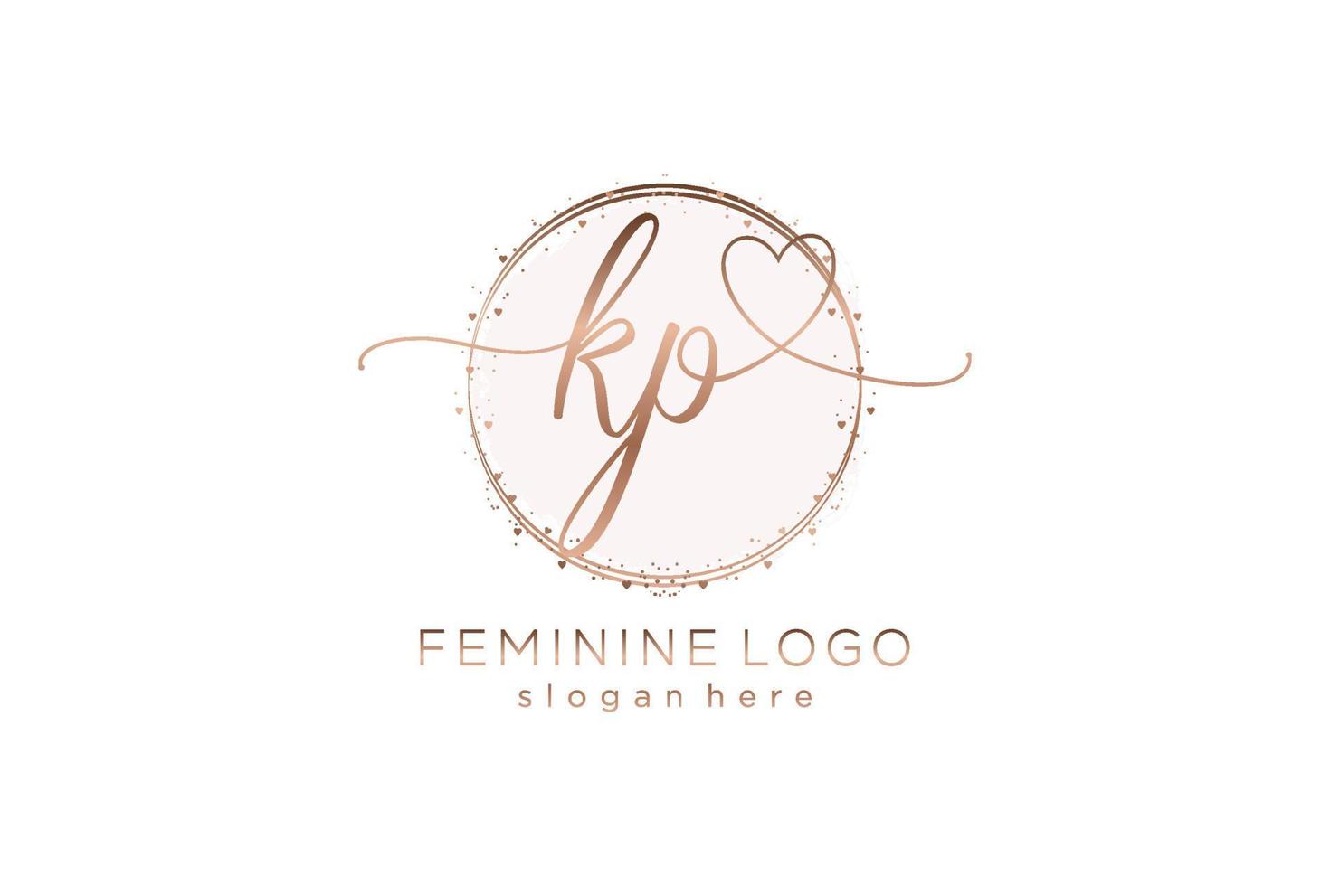 Initial KP handwriting logo with circle template vector logo of initial wedding, fashion, floral and botanical with creative template.