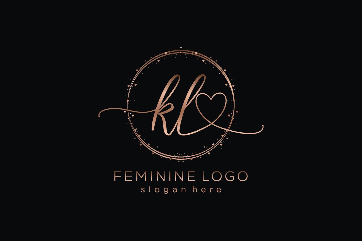 Initial KL handwriting logo with circle template vector logo of initial wedding, fashion, floral and botanical with creative template.