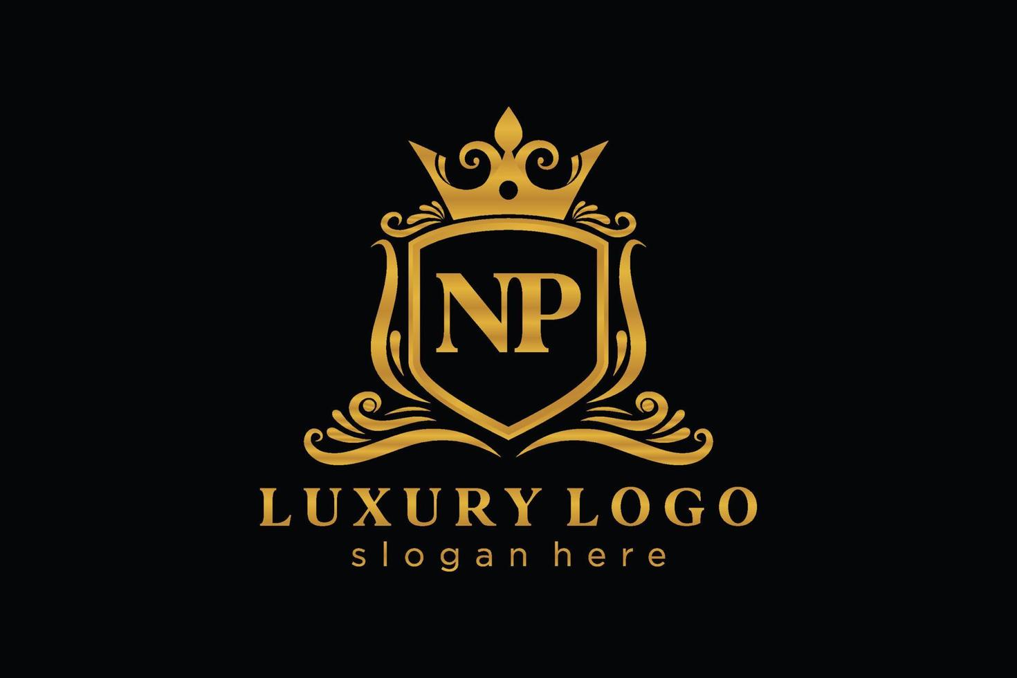 Initial NP Letter Royal Luxury Logo template in vector art for Restaurant, Royalty, Boutique, Cafe, Hotel, Heraldic, Jewelry, Fashion and other vector illustration.