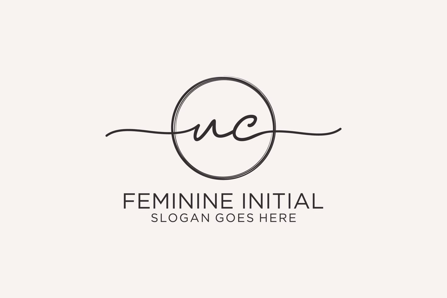 Initial UC handwriting logo with circle template vector logo of initial signature, wedding, fashion, floral and botanical with creative template.