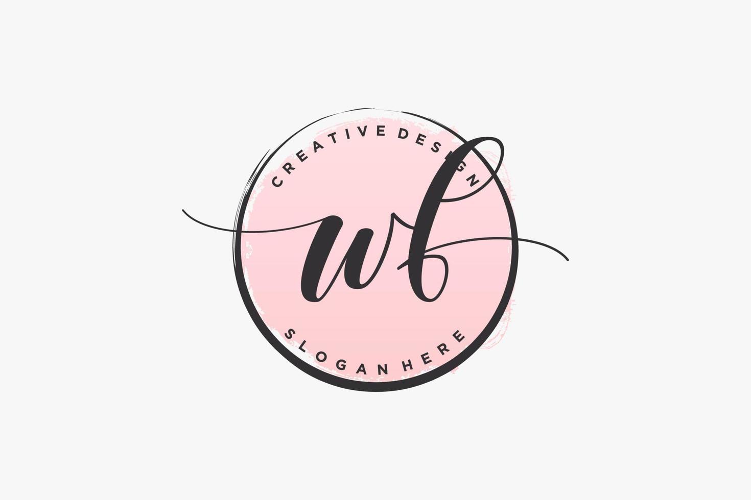Initial WF handwriting logo with circle template vector signature, wedding, fashion, floral and botanical with creative template.
