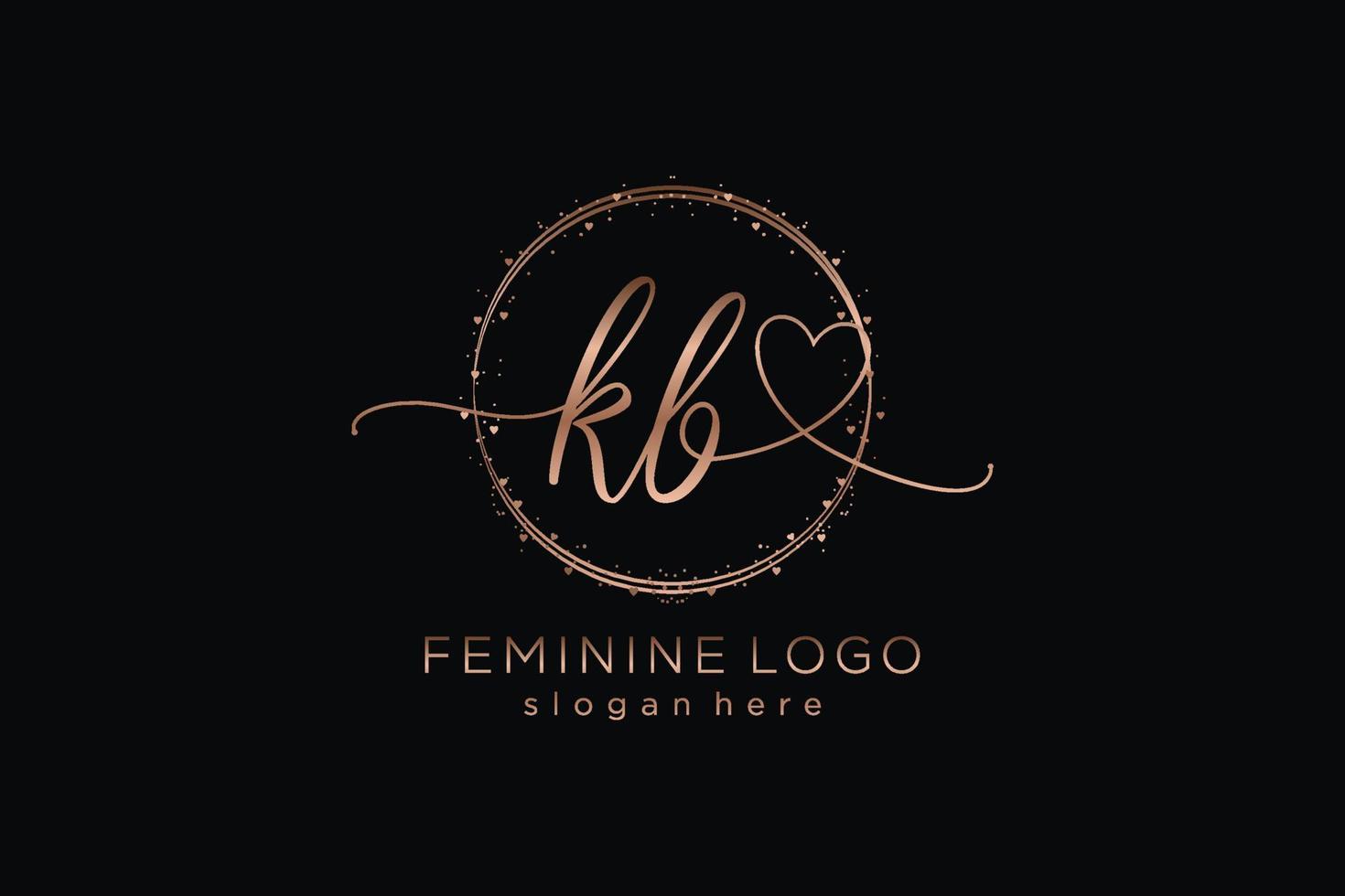 Initial KB handwriting logo with circle template vector logo of initial wedding, fashion, floral and botanical with creative template.