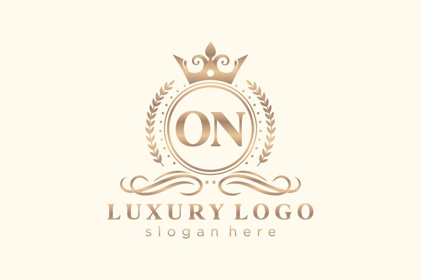 Initial ON Letter Royal Luxury Logo template in vector art for Restaurant, Royalty, Boutique, Cafe, Hotel, Heraldic, Jewelry, Fashion and other vector illustration.