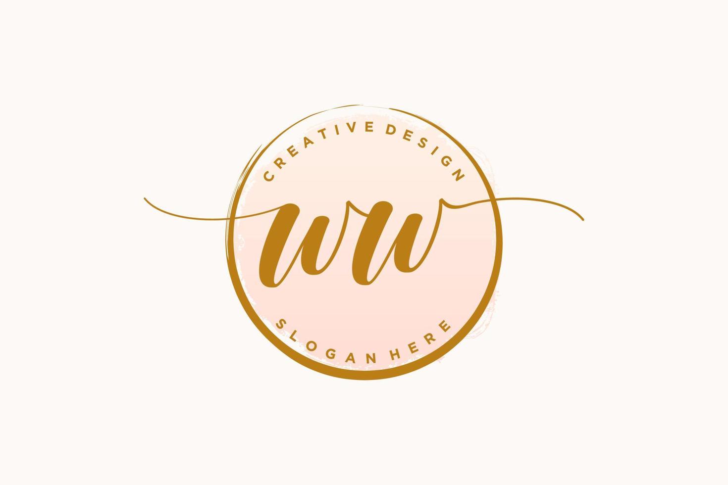Initial WW handwriting logo with circle template vector signature, wedding, fashion, floral and botanical with creative template.