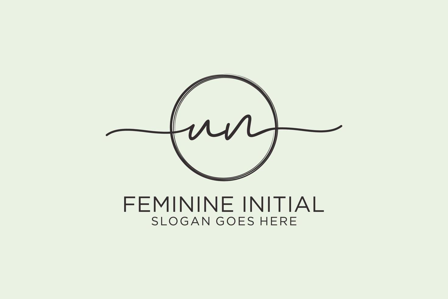 Initial UN handwriting logo with circle template vector logo of initial signature, wedding, fashion, floral and botanical with creative template.