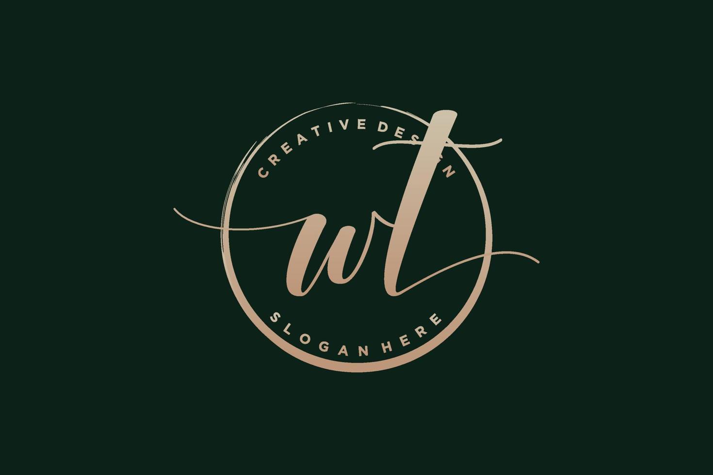 Initial WT handwriting logo with circle template vector signature, wedding, fashion, floral and botanical with creative template.