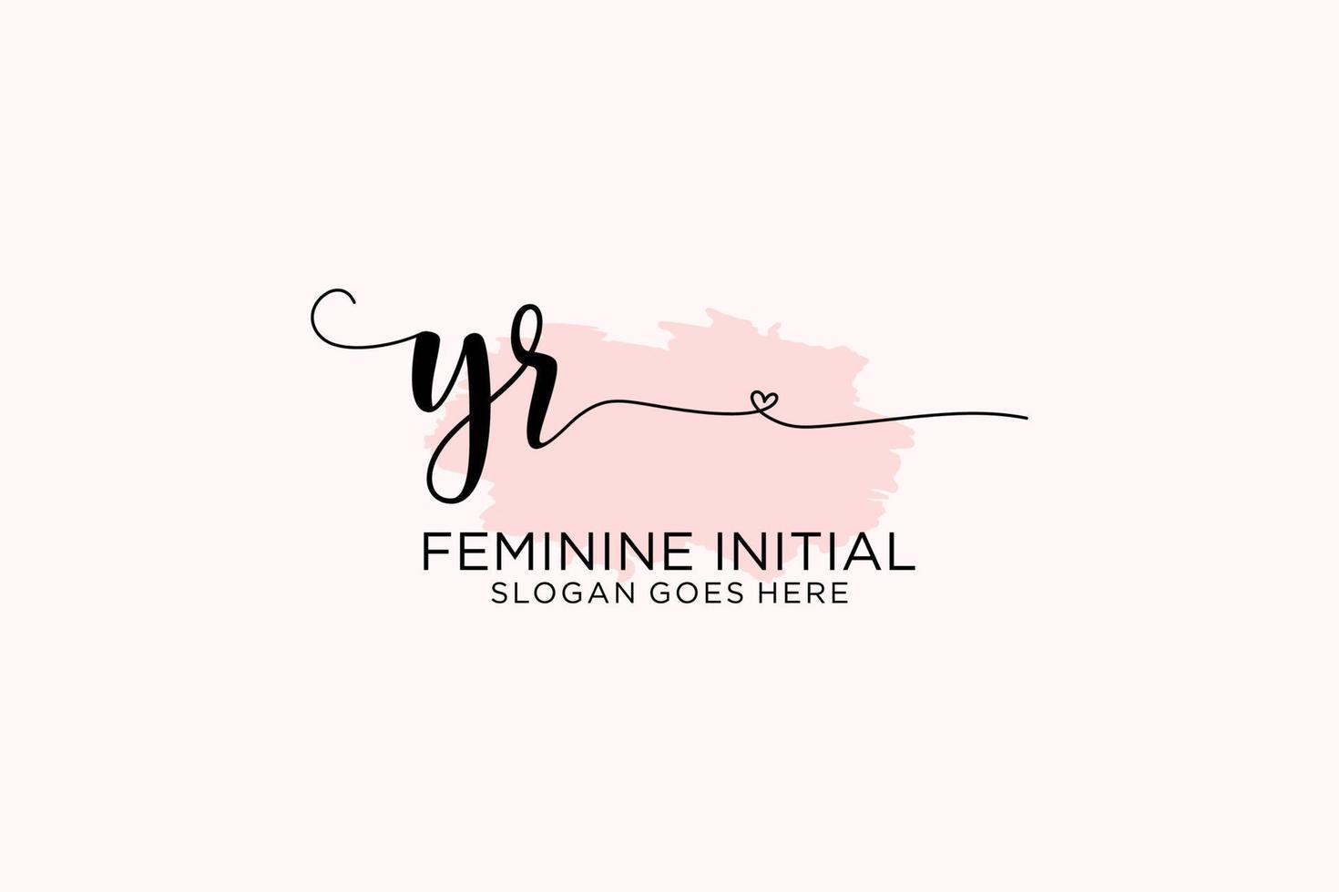 Initial YR beauty monogram and elegant logo design handwriting logo of initial signature, wedding, fashion, floral and botanical with creative template. vector