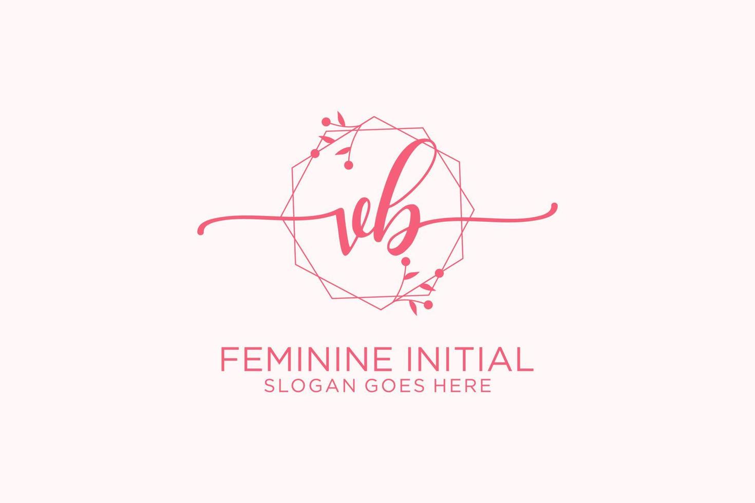 Initial VB beauty monogram and elegant logo design handwriting logo of initial signature, wedding, fashion, floral and botanical with creative template. vector