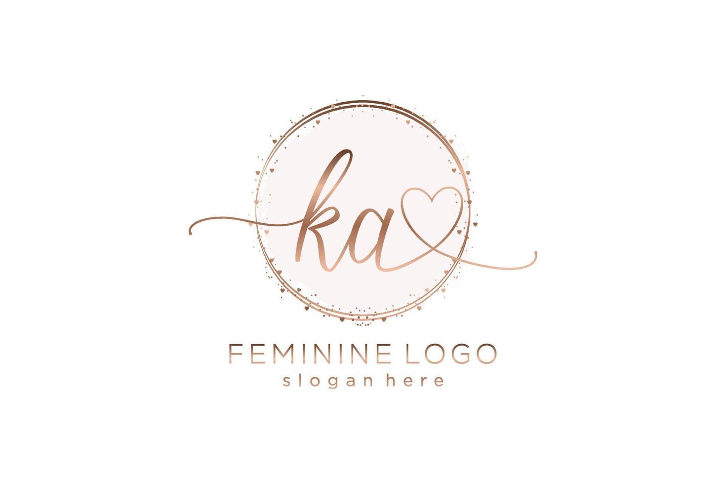 Initial KA handwriting logo with circle template vector logo of initial wedding, fashion, floral and botanical with creative template.