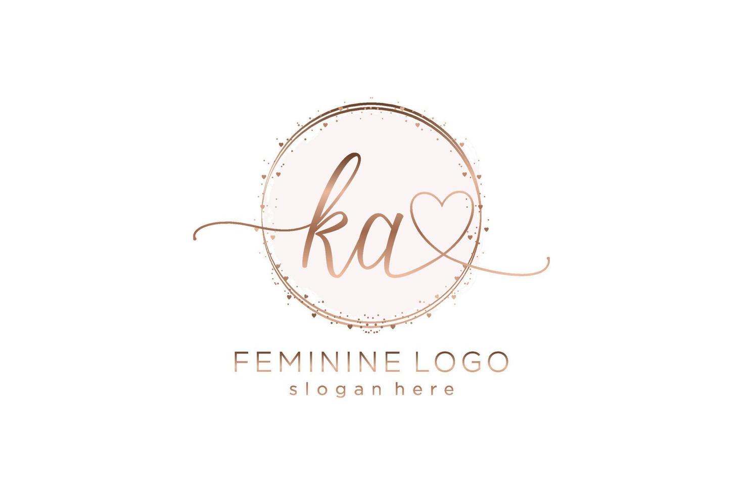 logotipo inicial de escritura a mano ka con plantilla de círculo logotipo vectorial de boda inicial, moda, floral y botánica con plantilla creativa. vector