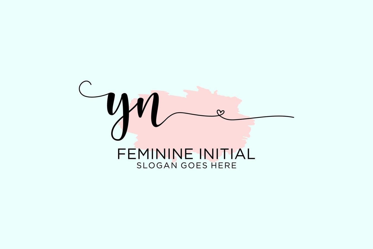 Initial YN beauty monogram and elegant logo design handwriting logo of initial signature, wedding, fashion, floral and botanical with creative template. vector