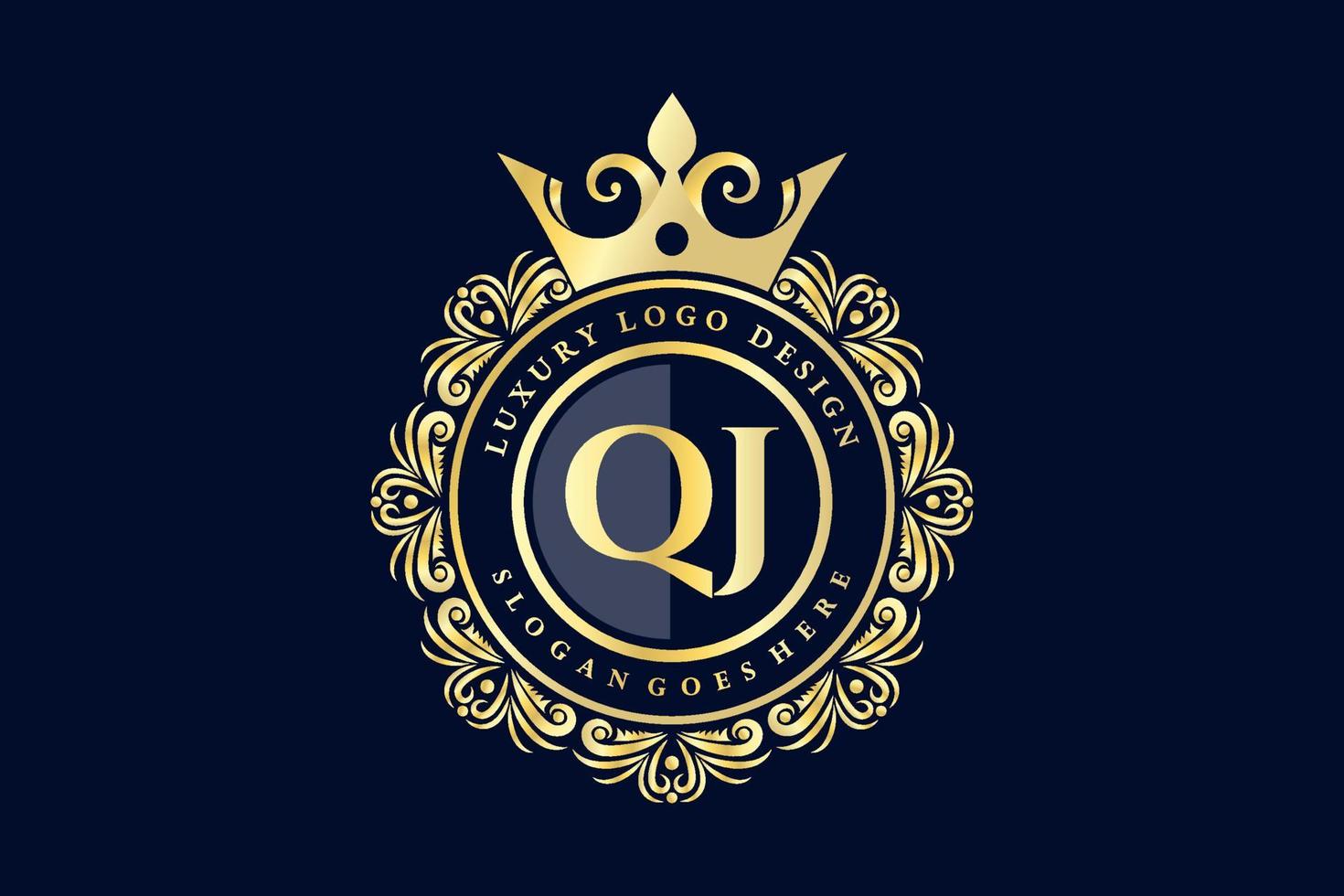 qj letra inicial oro caligráfico femenino floral dibujado a mano monograma heráldico antiguo estilo vintage diseño de logotipo de lujo vector premium