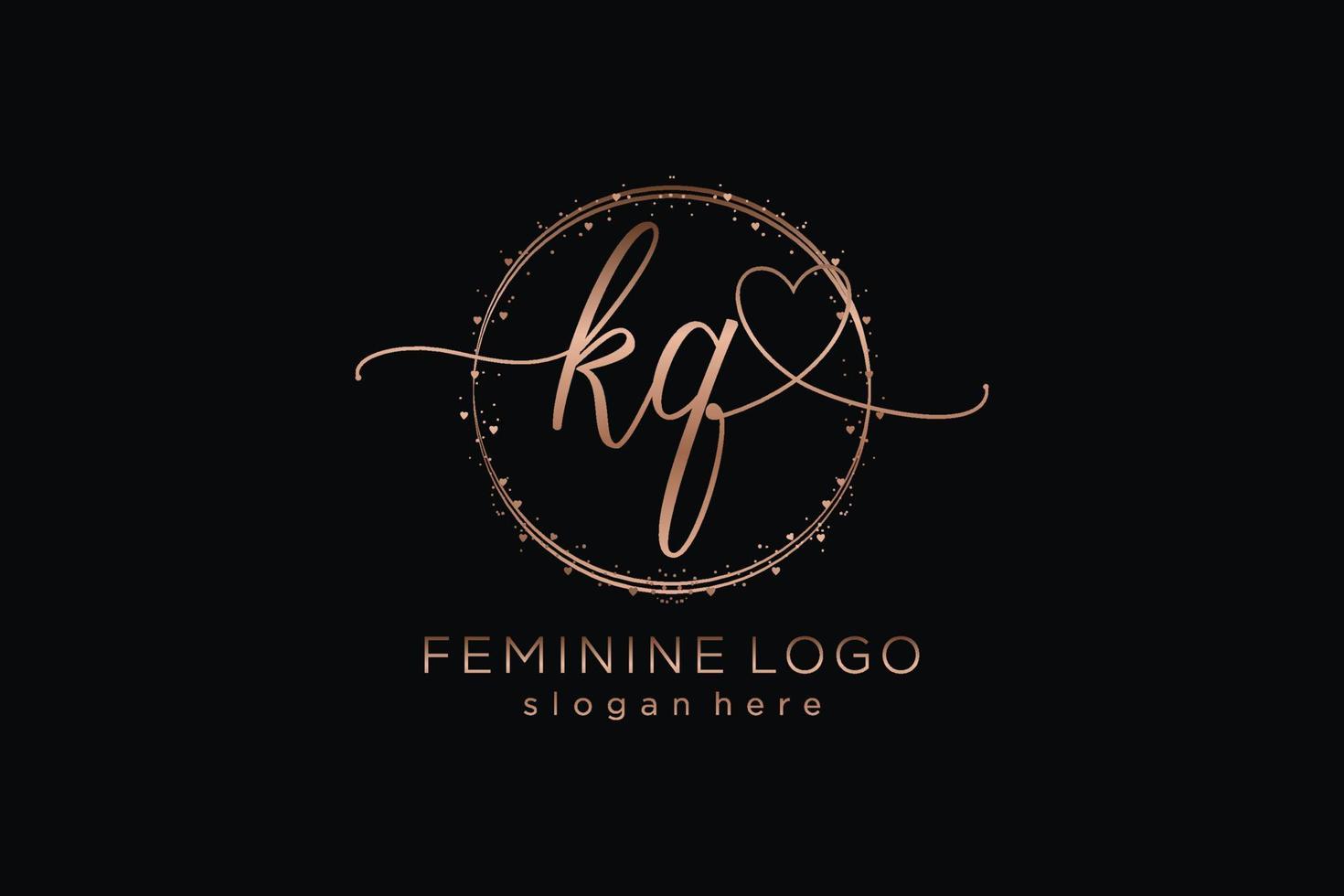 Initial KQ handwriting logo with circle template vector logo of initial wedding, fashion, floral and botanical with creative template.