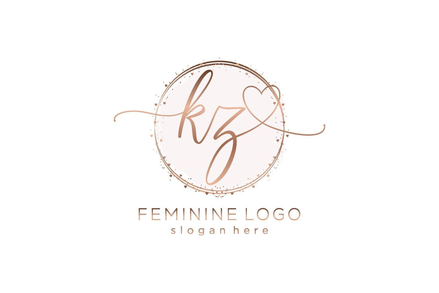 Initial KZ handwriting logo with circle template vector logo of initial wedding, fashion, floral and botanical with creative template.