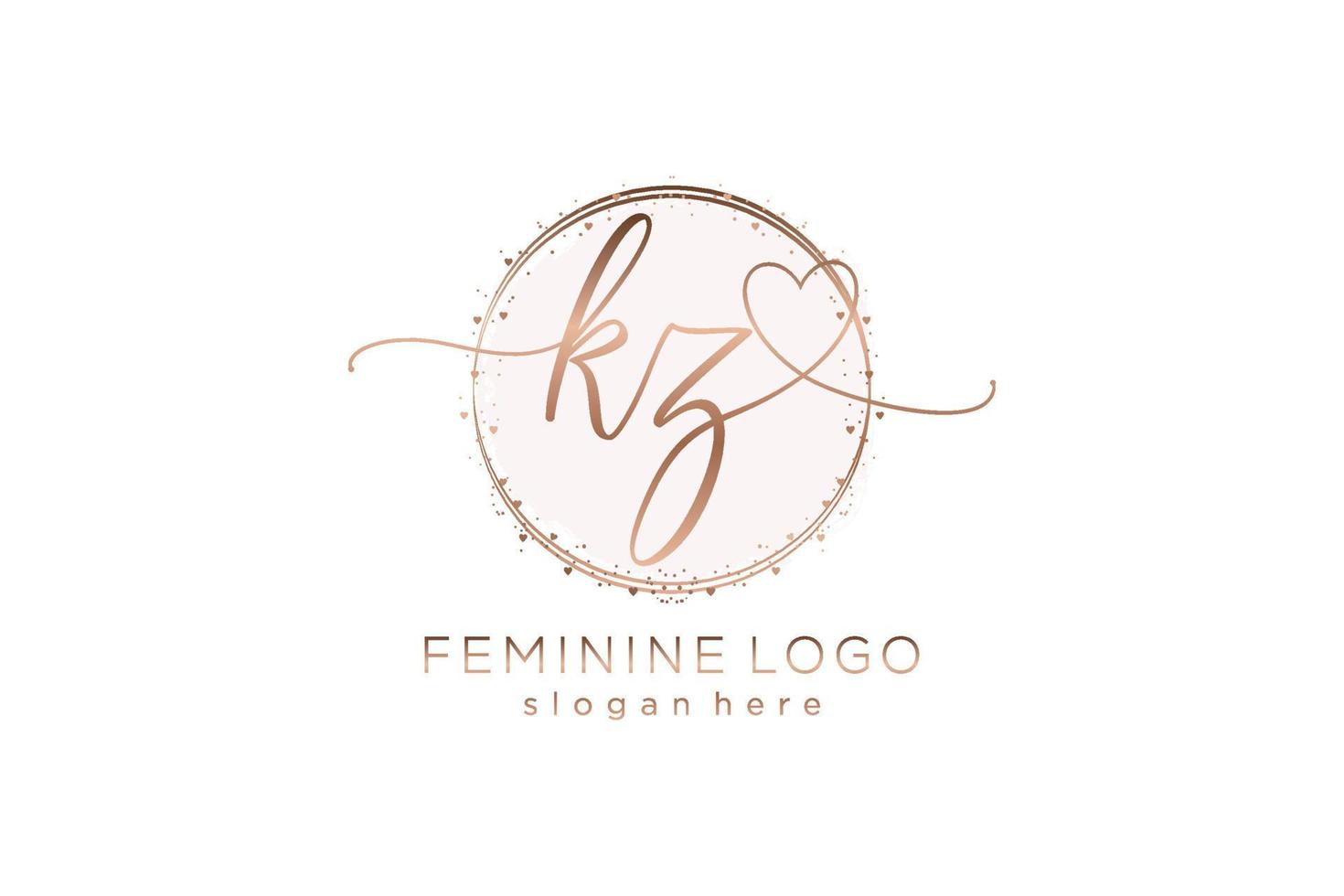 logotipo de escritura kz inicial con plantilla de círculo logotipo vectorial de boda inicial, moda, floral y botánica con plantilla creativa. vector