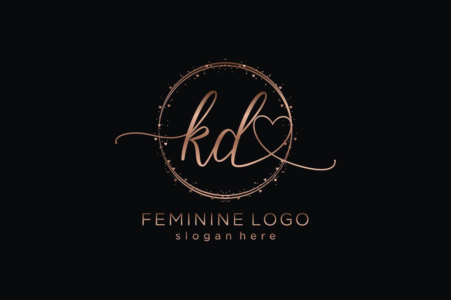 Initial KD handwriting logo with circle template vector logo of initial wedding, fashion, floral and botanical with creative template.