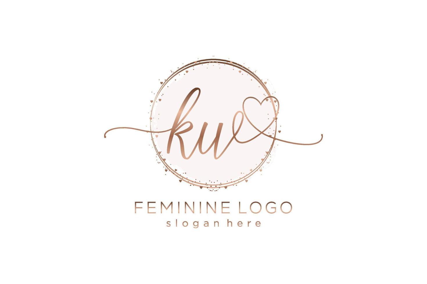 Initial KW handwriting logo with circle template vector logo of initial wedding, fashion, floral and botanical with creative template.