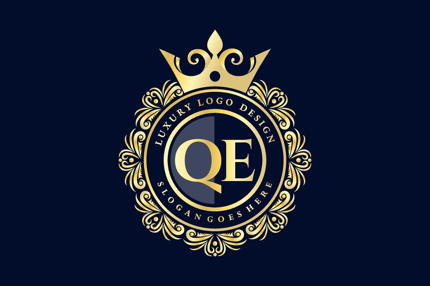 QE Initial Letter Gold calligraphic feminine floral hand drawn heraldic monogram antique vintage style luxury logo design Premium Vector