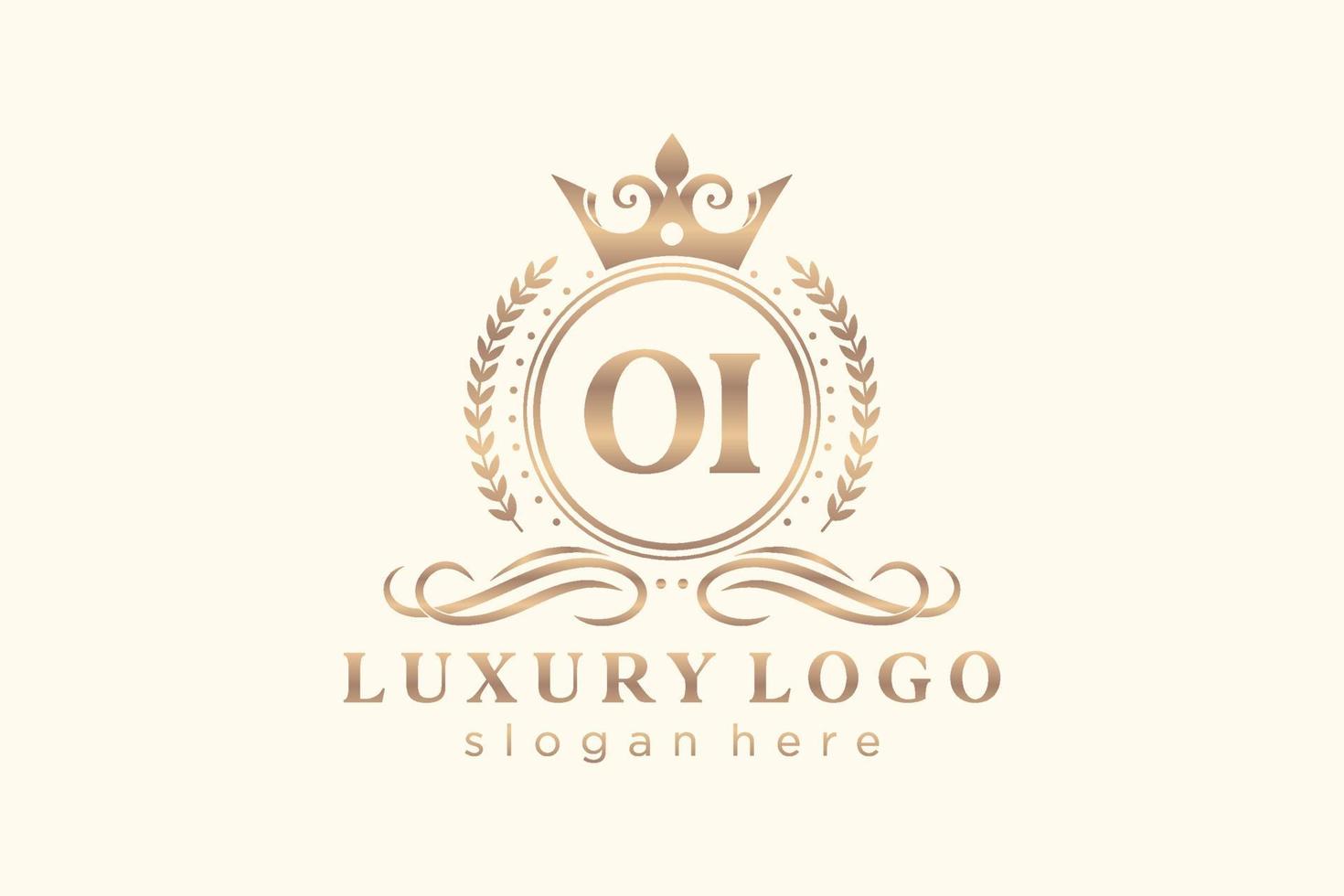 Initial OI Letter Royal Luxury Logo template in vector art for Restaurant, Royalty, Boutique, Cafe, Hotel, Heraldic, Jewelry, Fashion and other vector illustration.