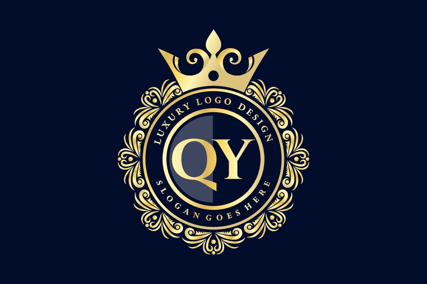 QY Initial Letter Gold calligraphic feminine floral hand drawn heraldic monogram antique vintage style luxury logo design Premium Vector