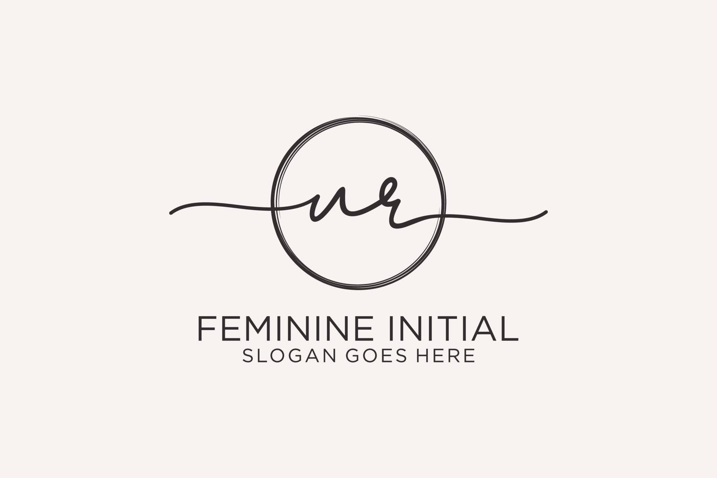 Initial UR handwriting logo with circle template vector logo of initial signature, wedding, fashion, floral and botanical with creative template.