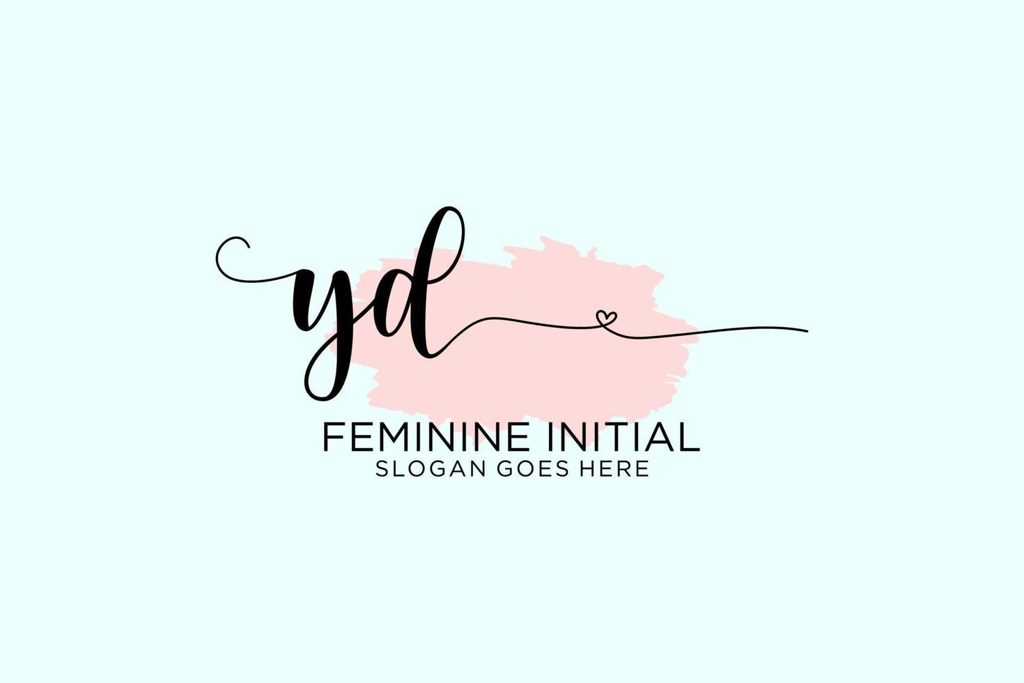 Initial YD beauty monogram and elegant logo design handwriting logo of initial signature, wedding, fashion, floral and botanical with creative template. vector