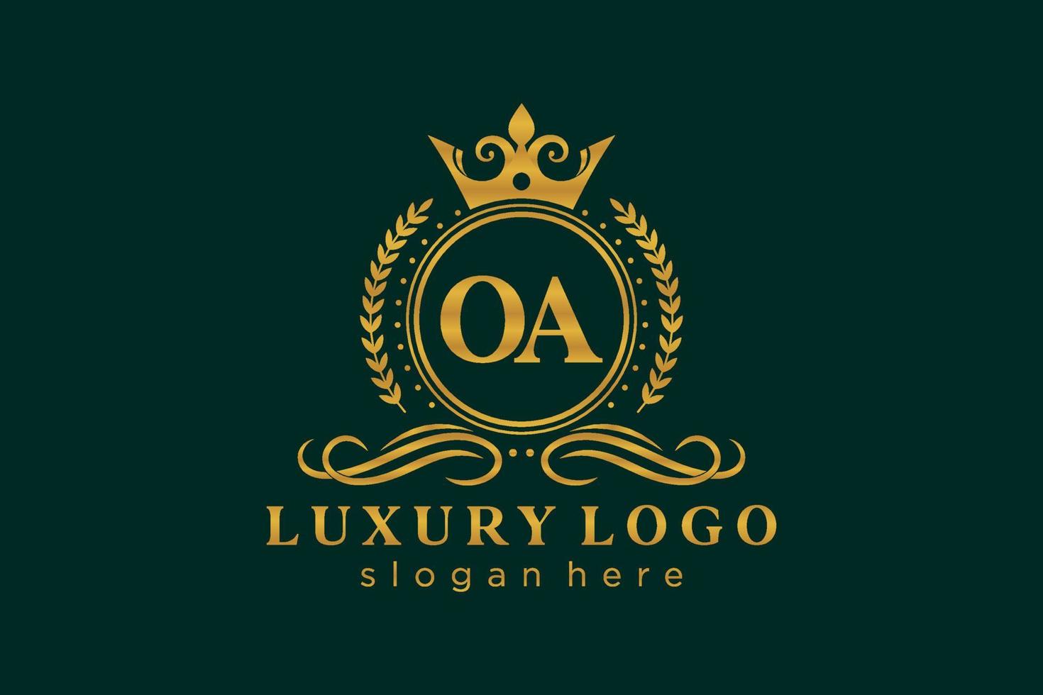 Initial OA Letter Royal Luxury Logo template in vector art for Restaurant, Royalty, Boutique, Cafe, Hotel, Heraldic, Jewelry, Fashion and other vector illustration.