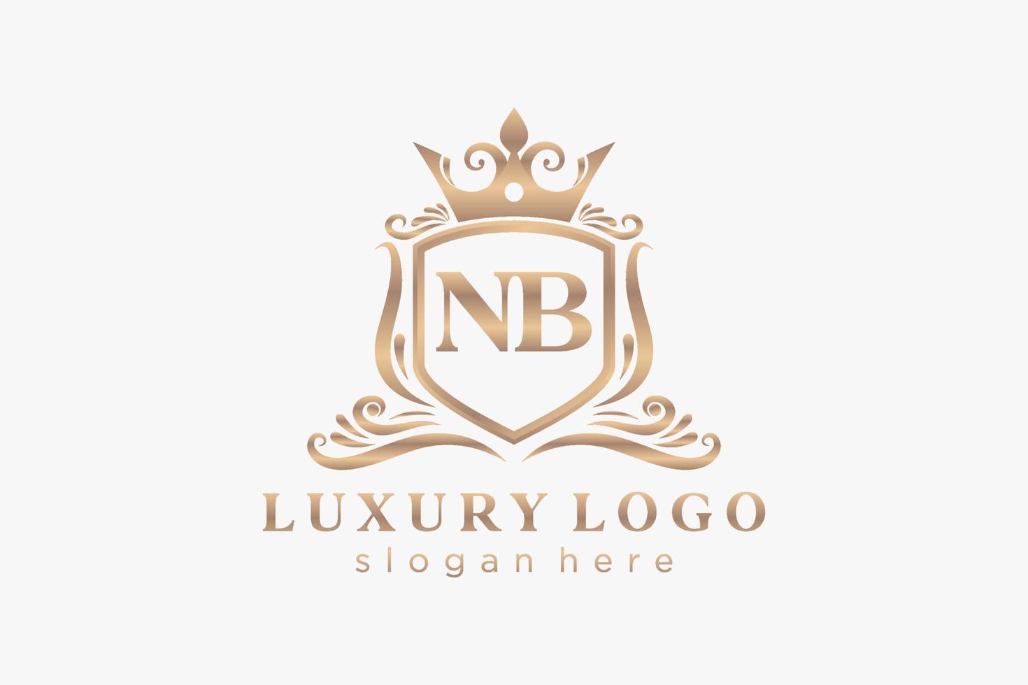 Initial NB Letter Royal Luxury Logo template in vector art for Restaurant, Royalty, Boutique, Cafe, Hotel, Heraldic, Jewelry, Fashion and other vector illustration.