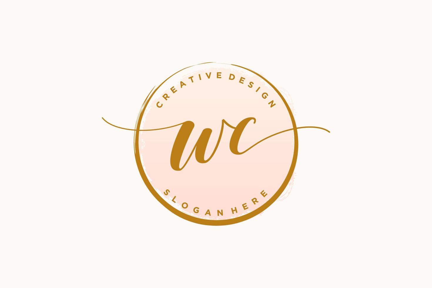 Initial WC handwriting logo with circle template vector signature, wedding, fashion, floral and botanical with creative template.