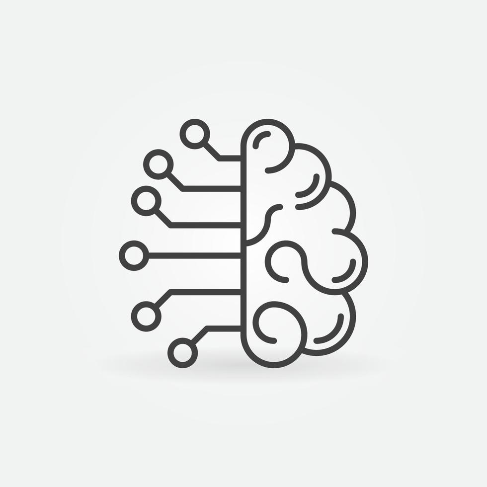 Artificial Intelligence Brain outline minimal vector concept icon