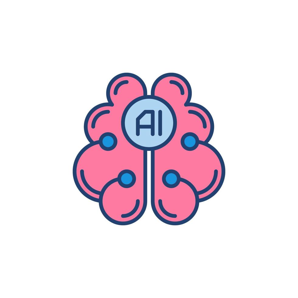 AI Brain modern icon - vector Deep Learning colored symbol