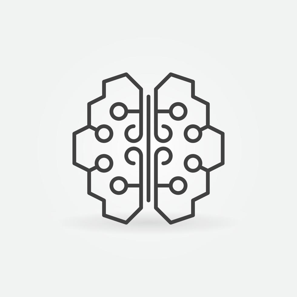 AI Brain vector concept simple icon in thin line style