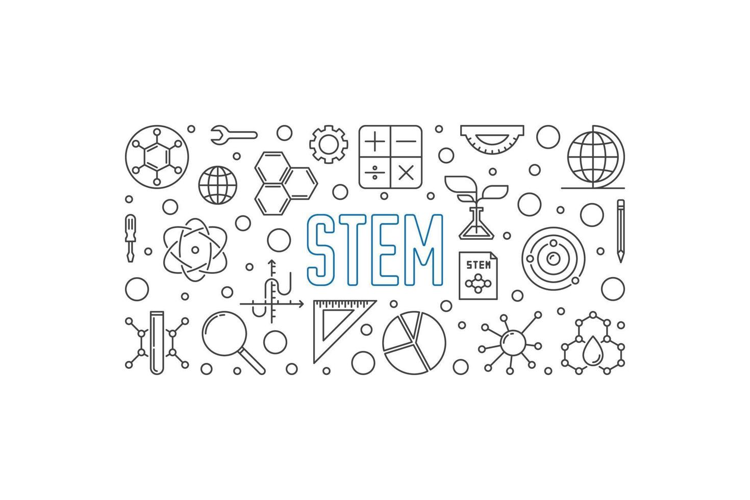 STEM horizontal minimal linear banner. Vector illustration