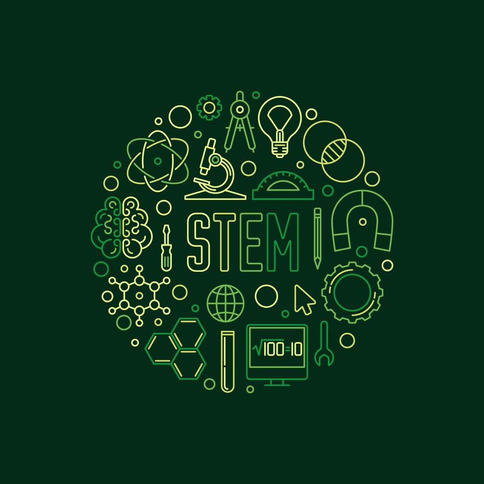 ciencia, tecnología, ingeniería y matemáticas - banner de tallo vector