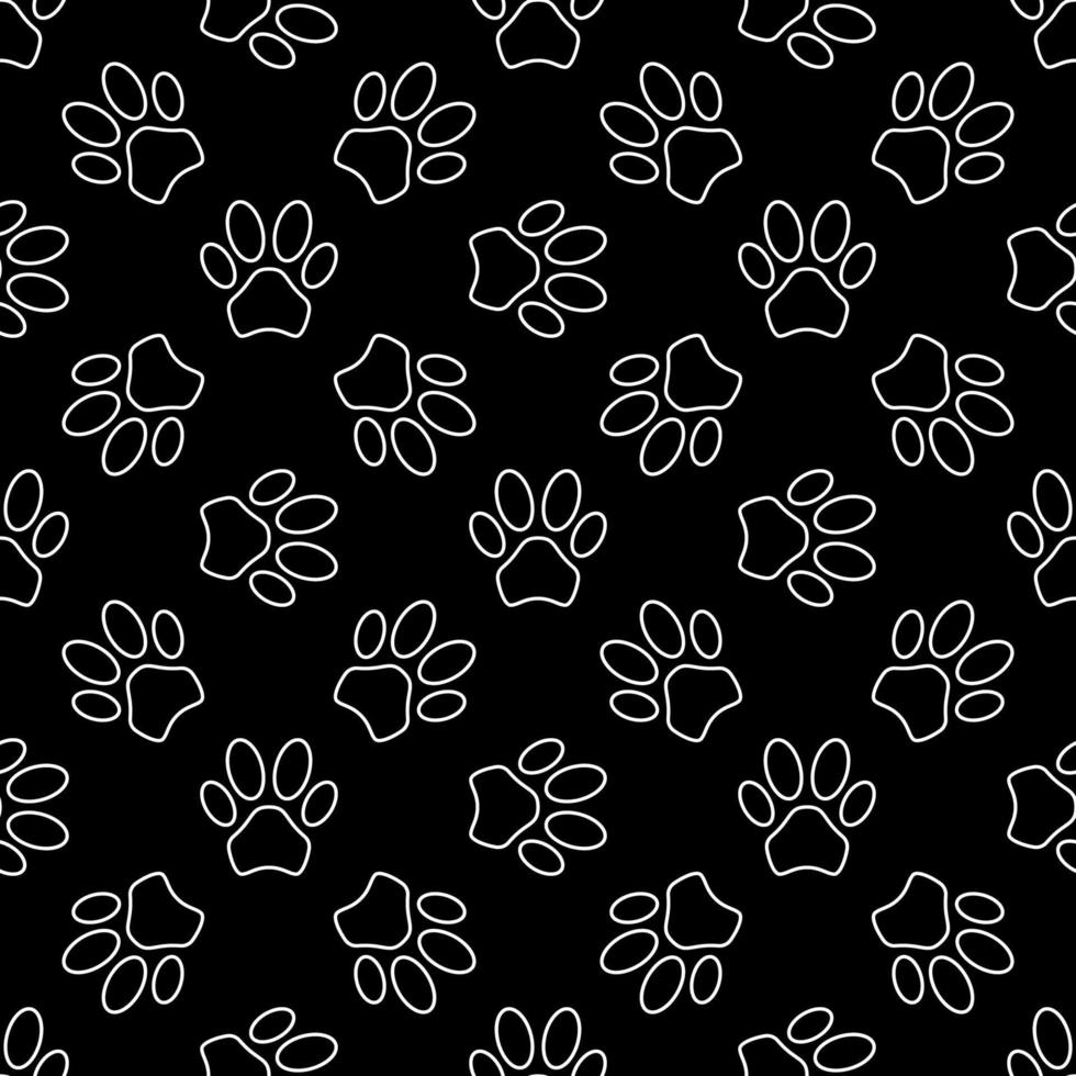 Dog Trace Paw Prints dark seamless repeating background vector