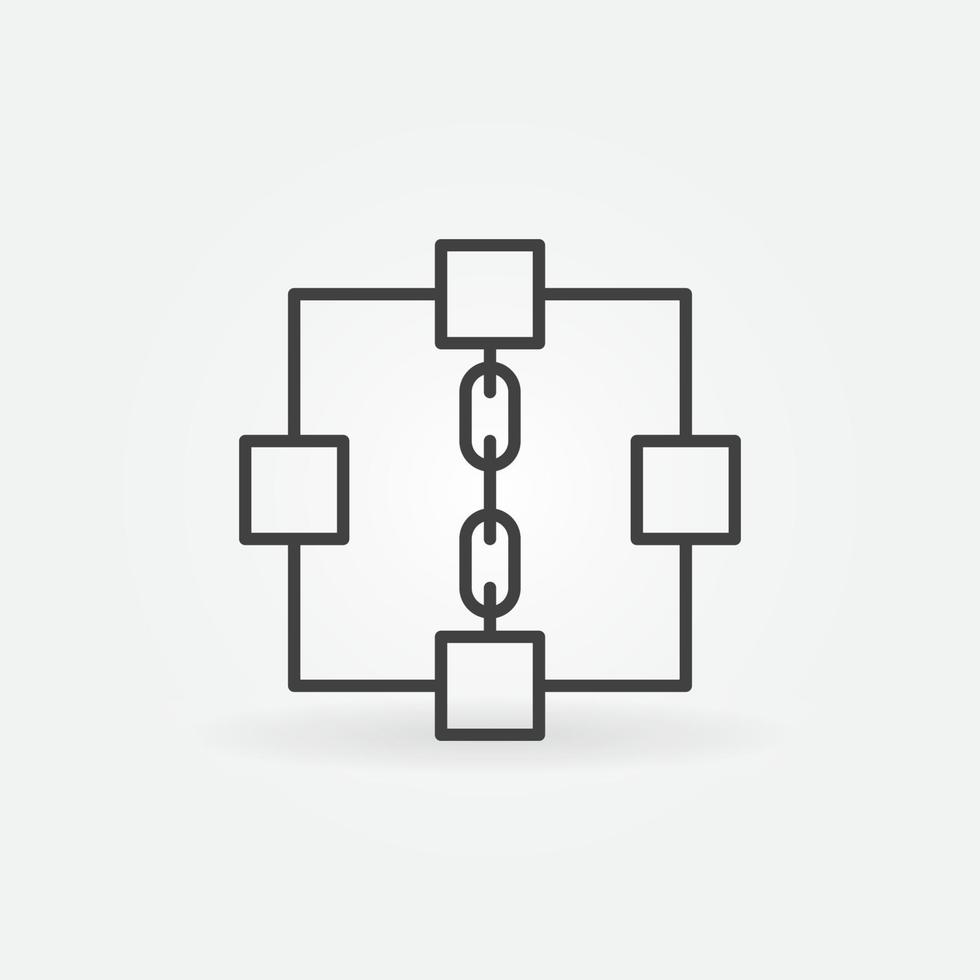 4 Blocks with Chain outline vector Blockchain concept icon