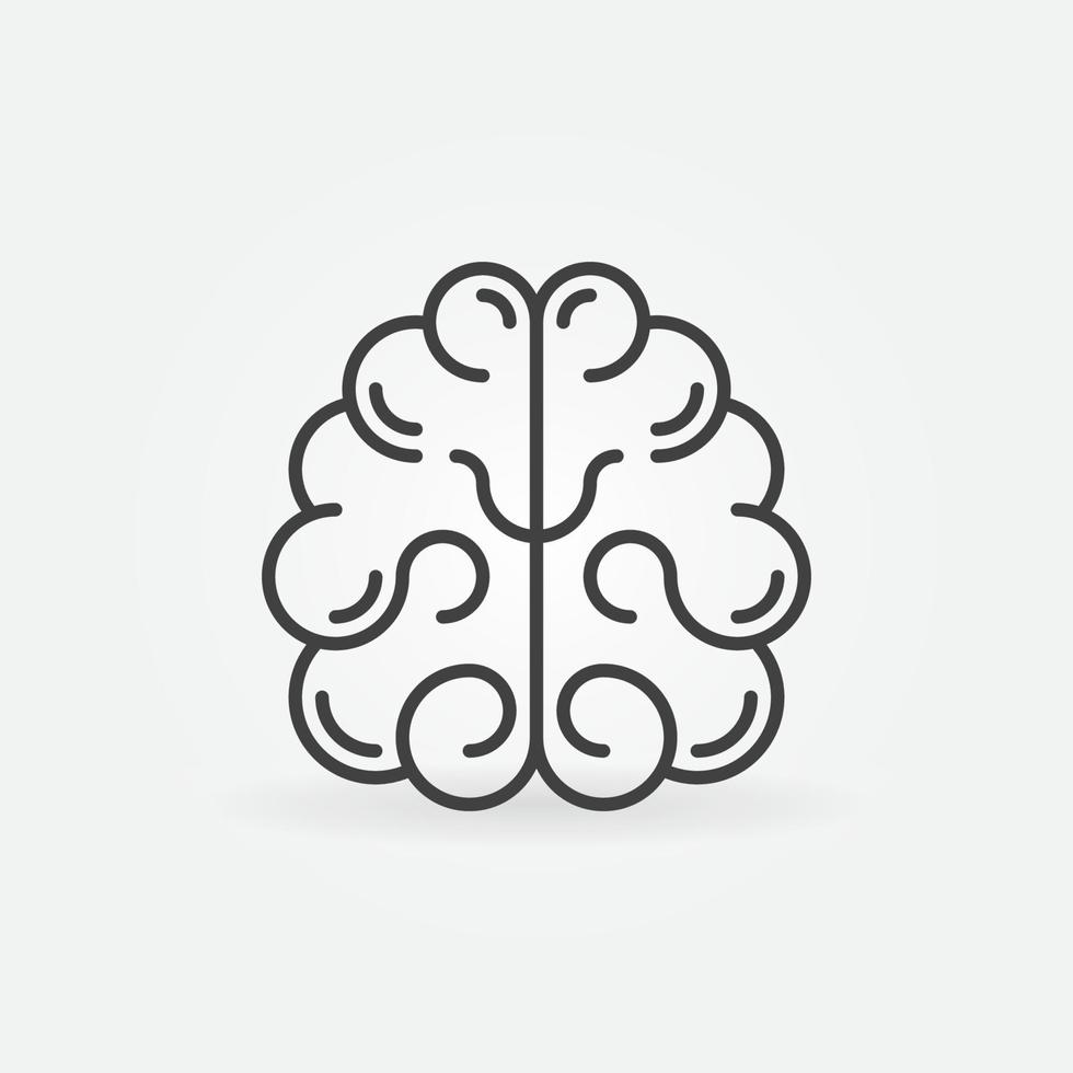 Human Brain outline icon - Vector symapses line symbol