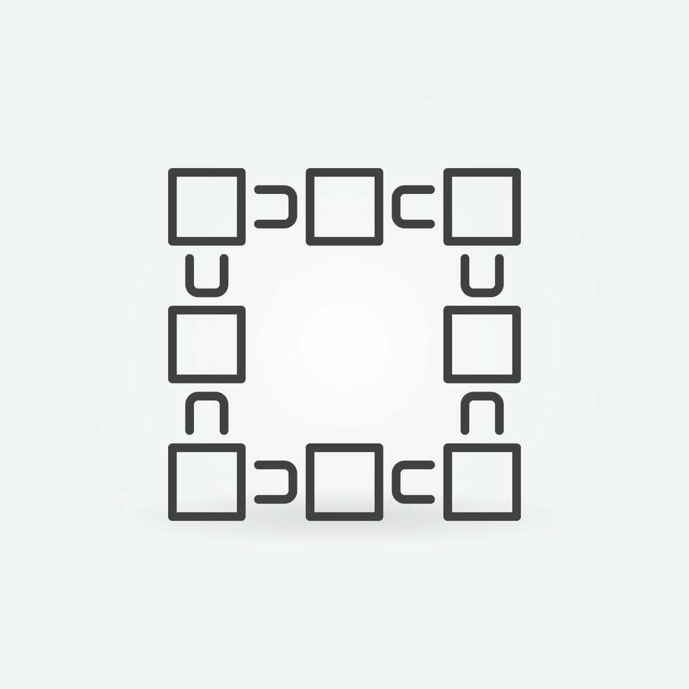 Block and Chain outline vector Blockchain concept icon