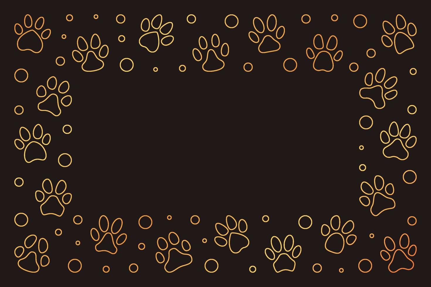 Golden Frame made of Paw Footprints concept outline signs vector