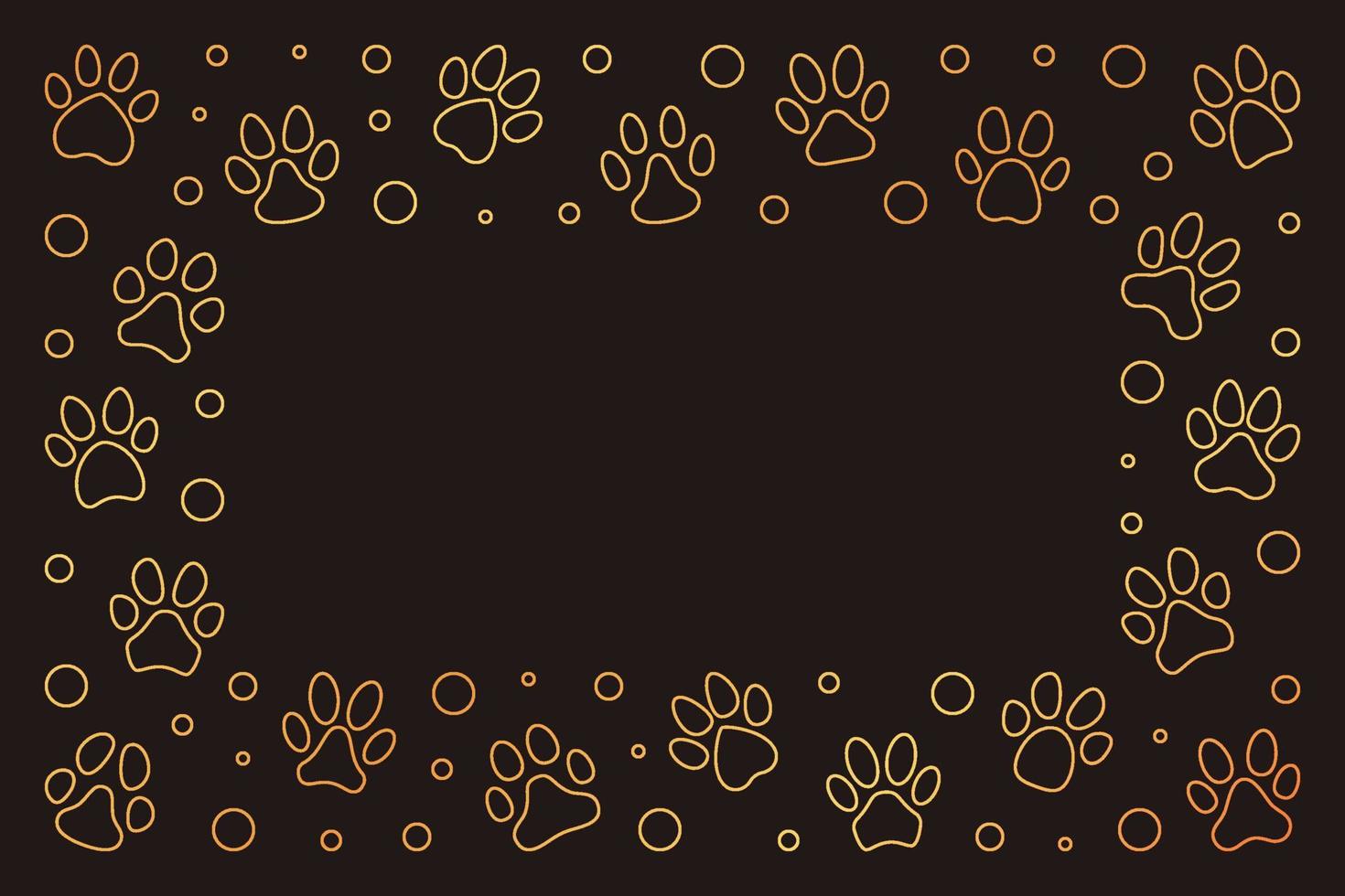 Golden Frame made of Paw Footprints concept outline signs vector
