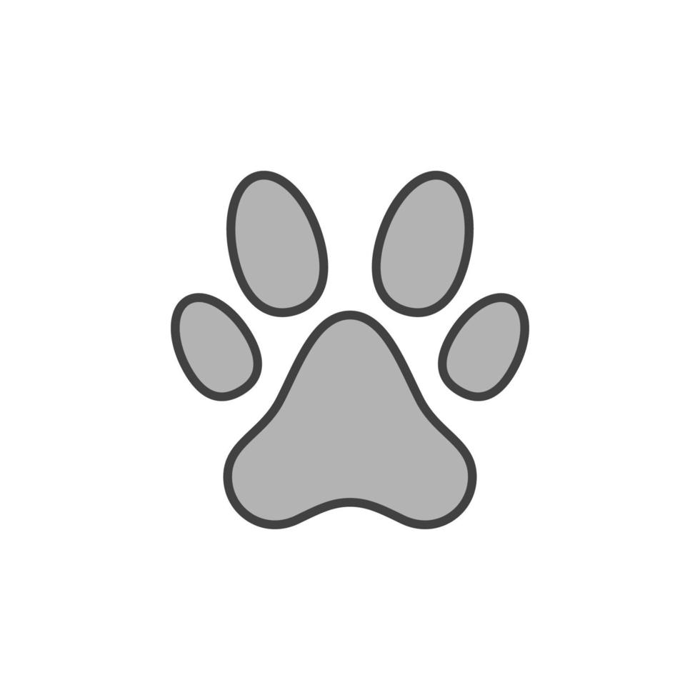 lindo perro o gato huella vector concepto gris icono