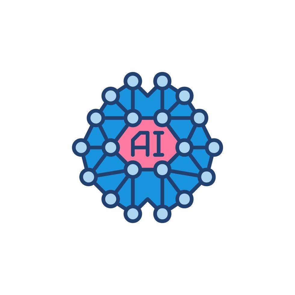 Digital Brain colored vector icon - AI modern symbol