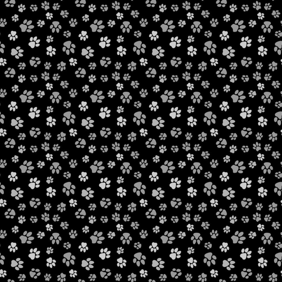 Vector Dark Seamless Pattern with Animal Paw Prints