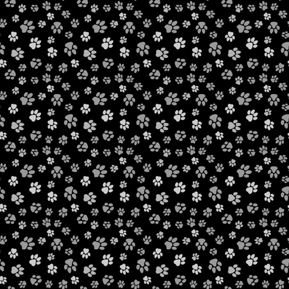 Vector Dark Seamless Pattern with Animal Paw Prints