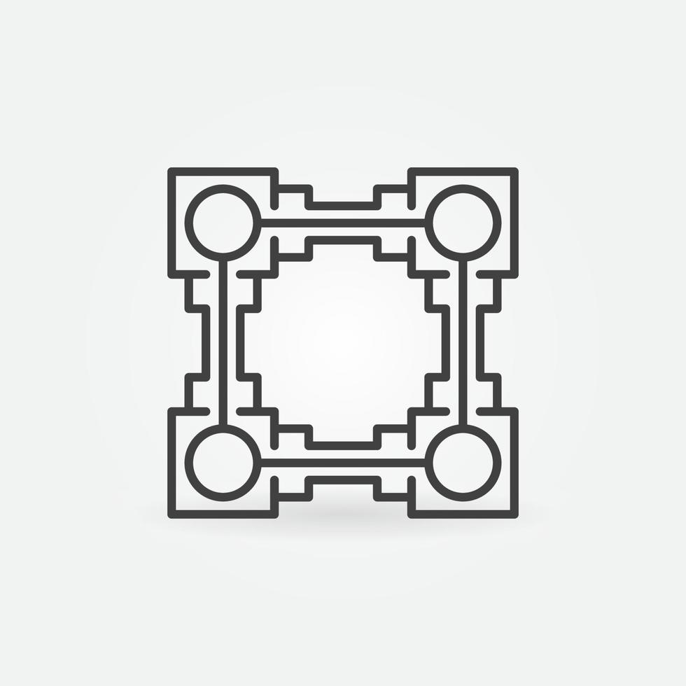 Blockchain vector geometric concept linear icon