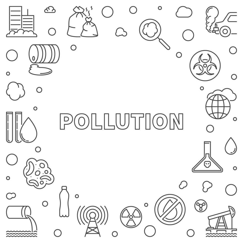 Pollution outline round frame. Vector Environmental Pollution illustration