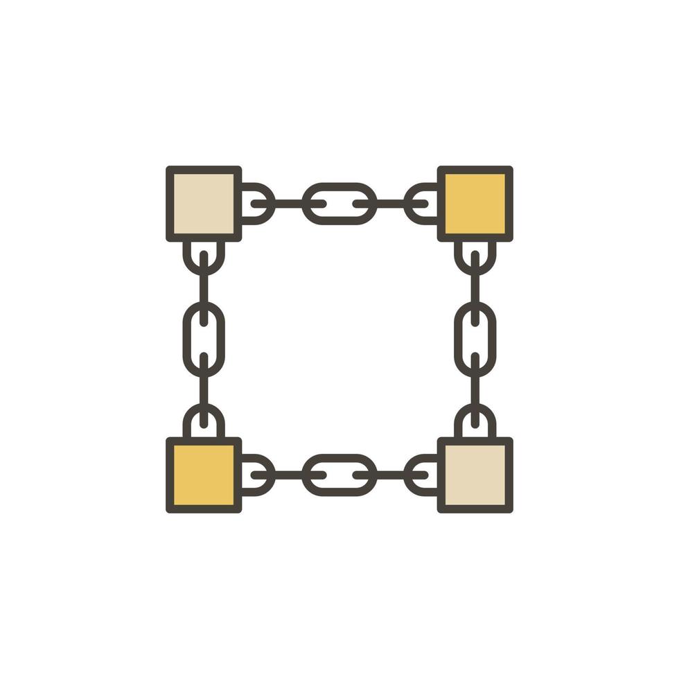 Chain with Blocks colored icon - vector Blockchain symbol