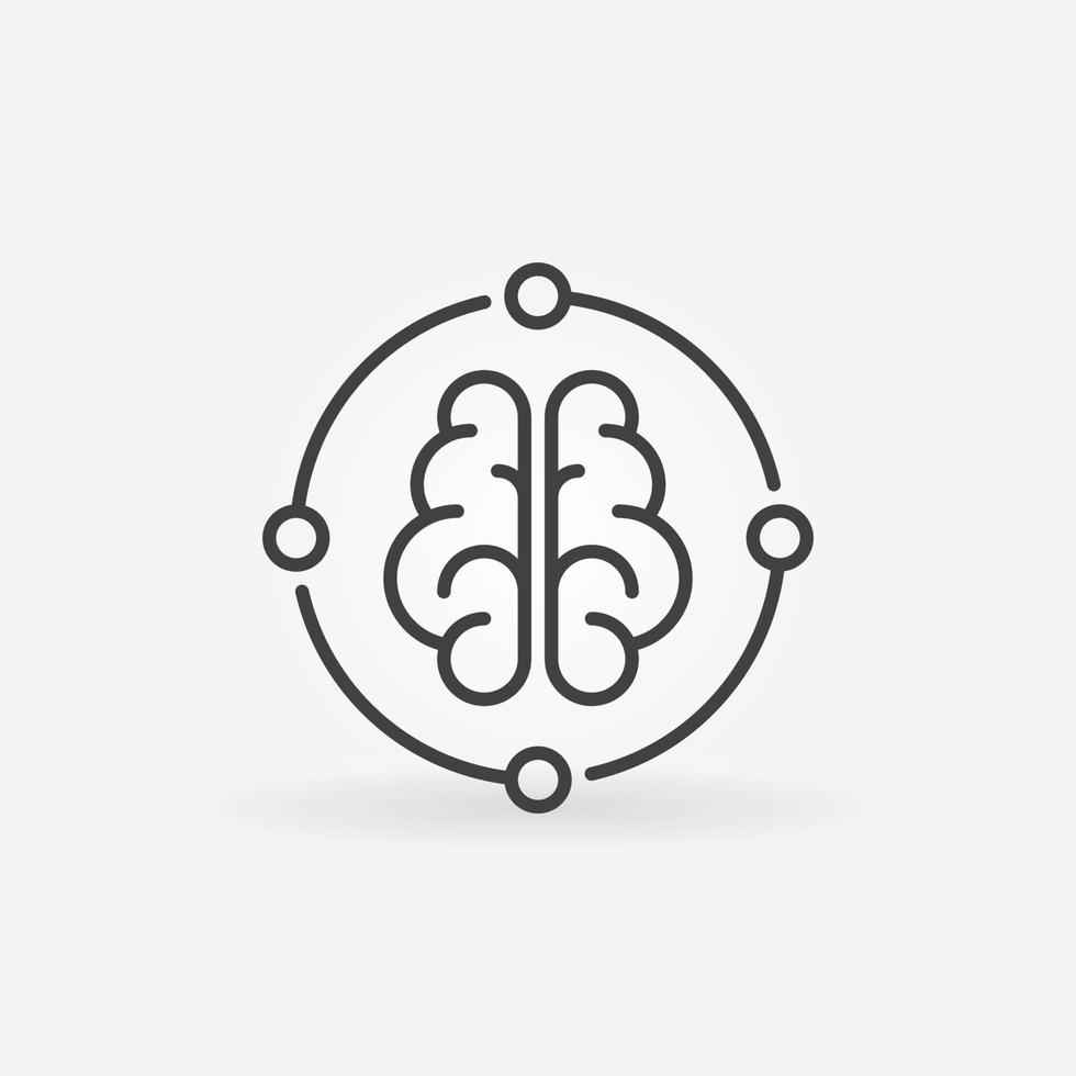 AI Brain Neural Network vector concept round line icon